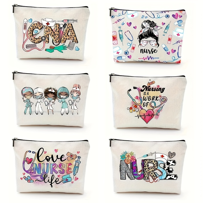 

Nurse Element Design Cosmetic Bag, Casual Zipper Carry-on Bag Portable Travel Toiletry Bag, Valentine's Day Gift