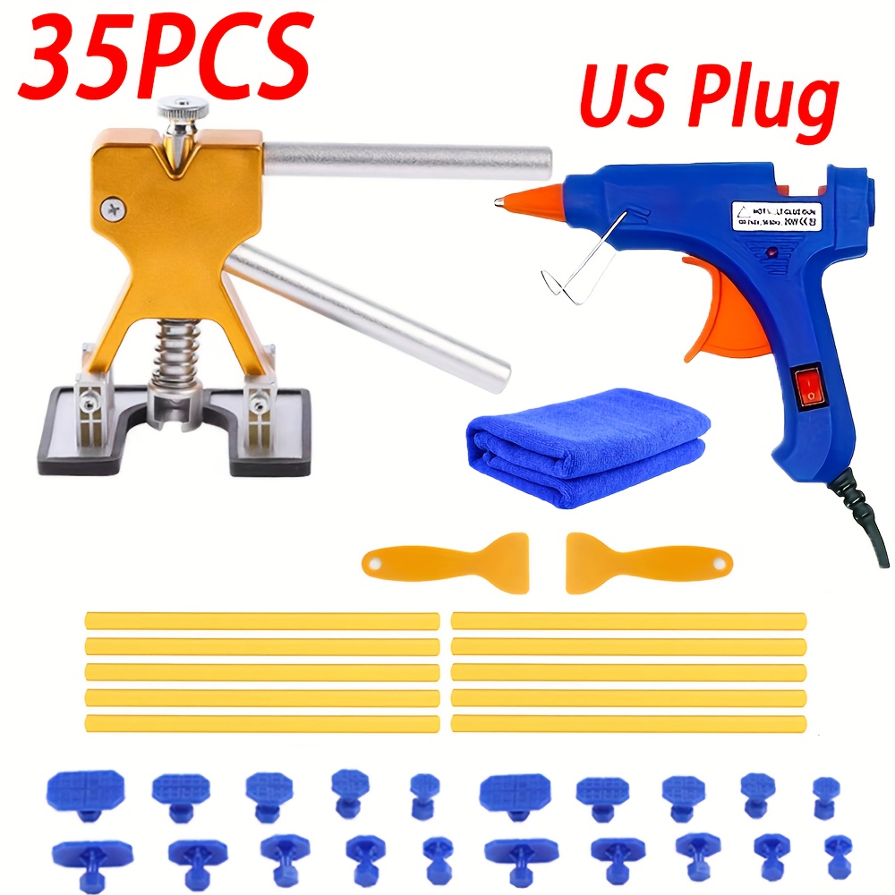 TEMU 35pcs Dent Puller Set, Adjustable For Dent Removal, Paintless Repair Kit For Lifting Dents From Cars, Suitable For Large And Small And Hail Damage
