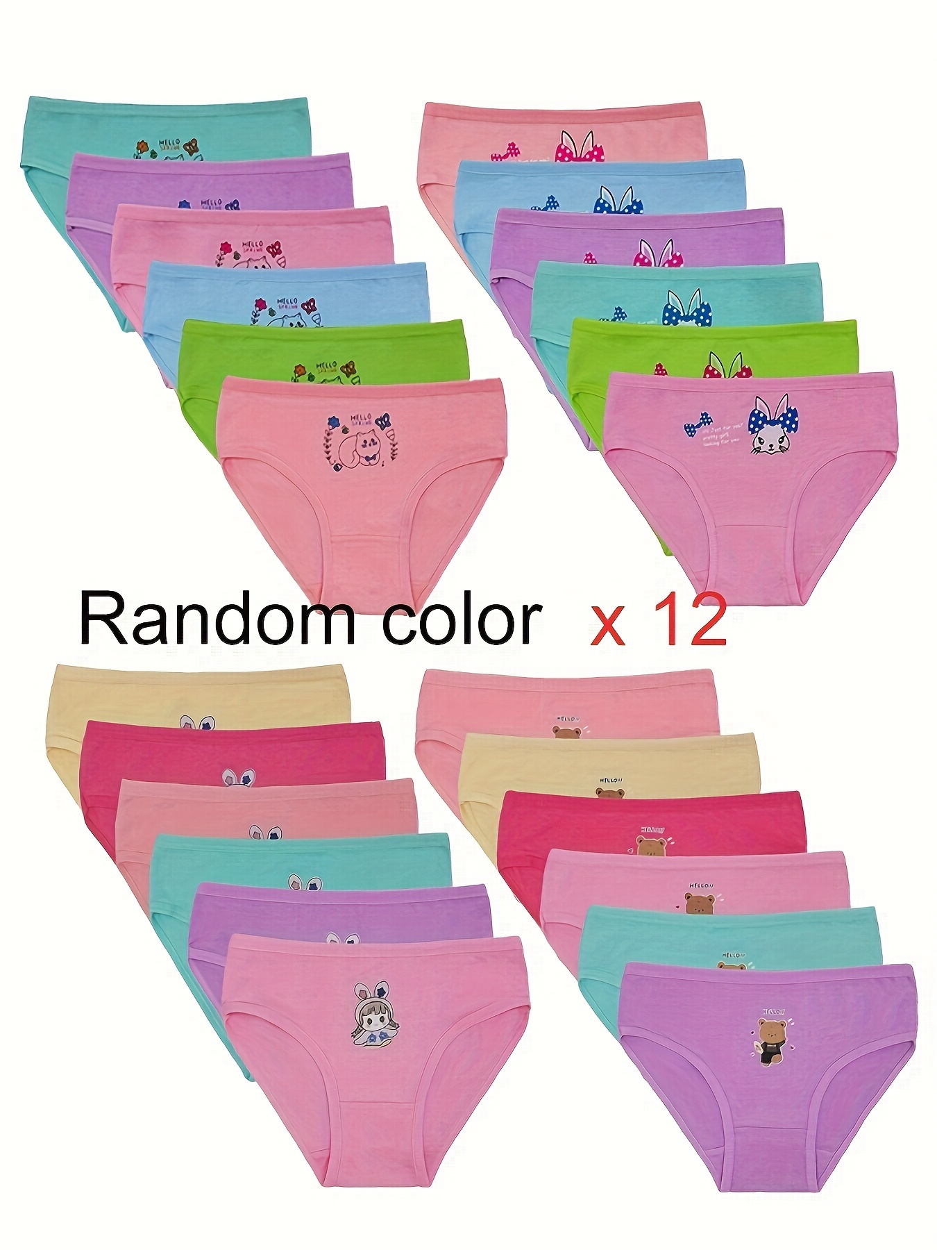 12Pcs/Lot Girls Underwear Briefs Panties Kids Children Shorts For
