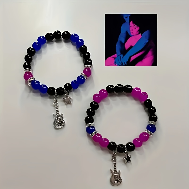 2pc Star Guitar Glass Beads Bracelets for Couples