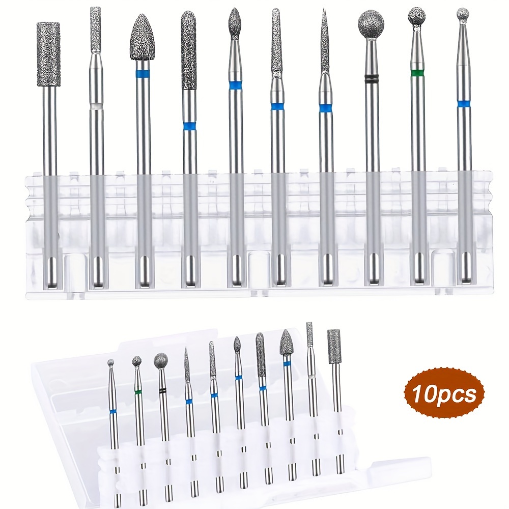 

10pcs/set Nail Polishing Bits, Nail Drill Bits, Nail Polishing Cleaning Brush, Pedicure Remover For Acrylic Gel, Nails Polishing Tools, Nail Art Pedicure Manicure Tools