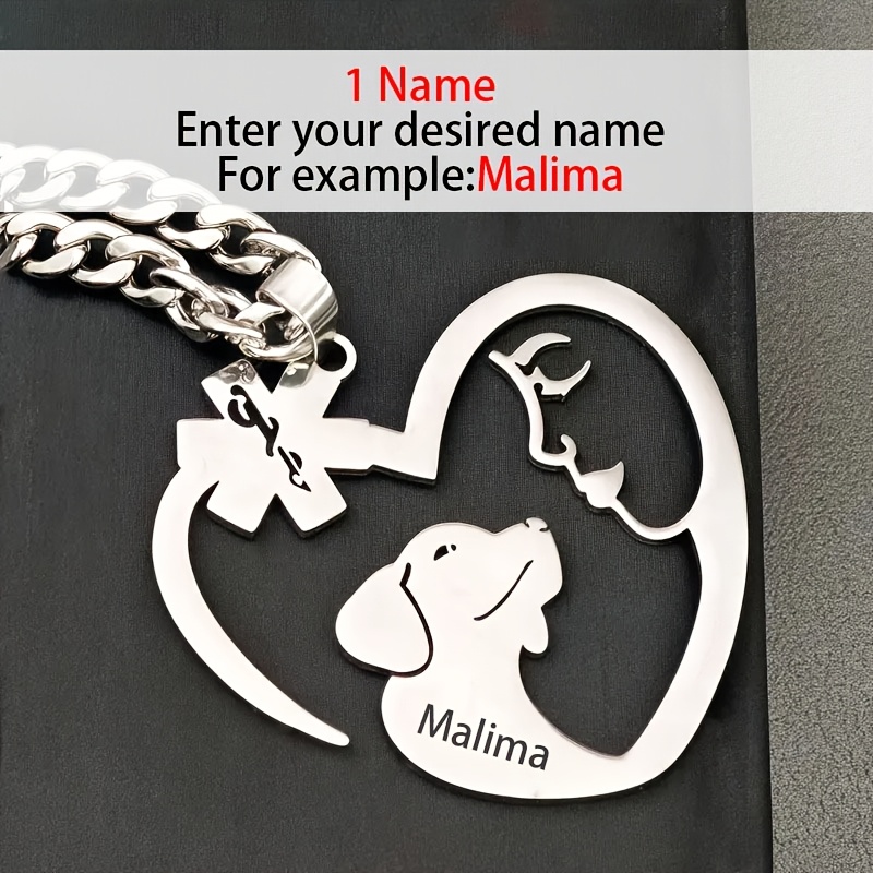 E-shop Personalisiertes Halsband mit Herz Hundename, 18K vergoldet, individueller englischer Name, personalisiertes Hundehalsband, modisches