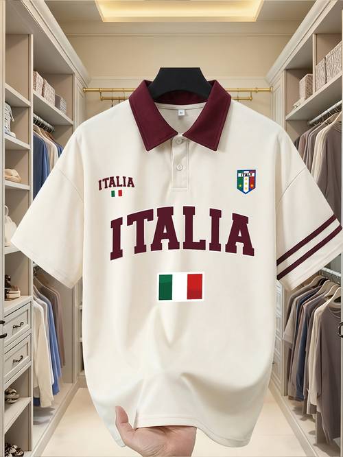 2025 new summer mens shirt italian flag pattern print breathable casual outdoor sports 2025 new comfortable and breathable style