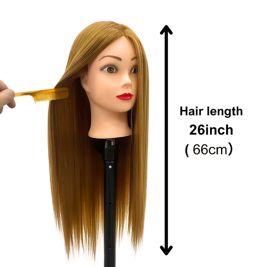 TEMU 26-inch professionele vrouwelijke mannequin hoofd met haar voor vlechten, stylen en ontwerp oefeningen, haarstijl demonstratie