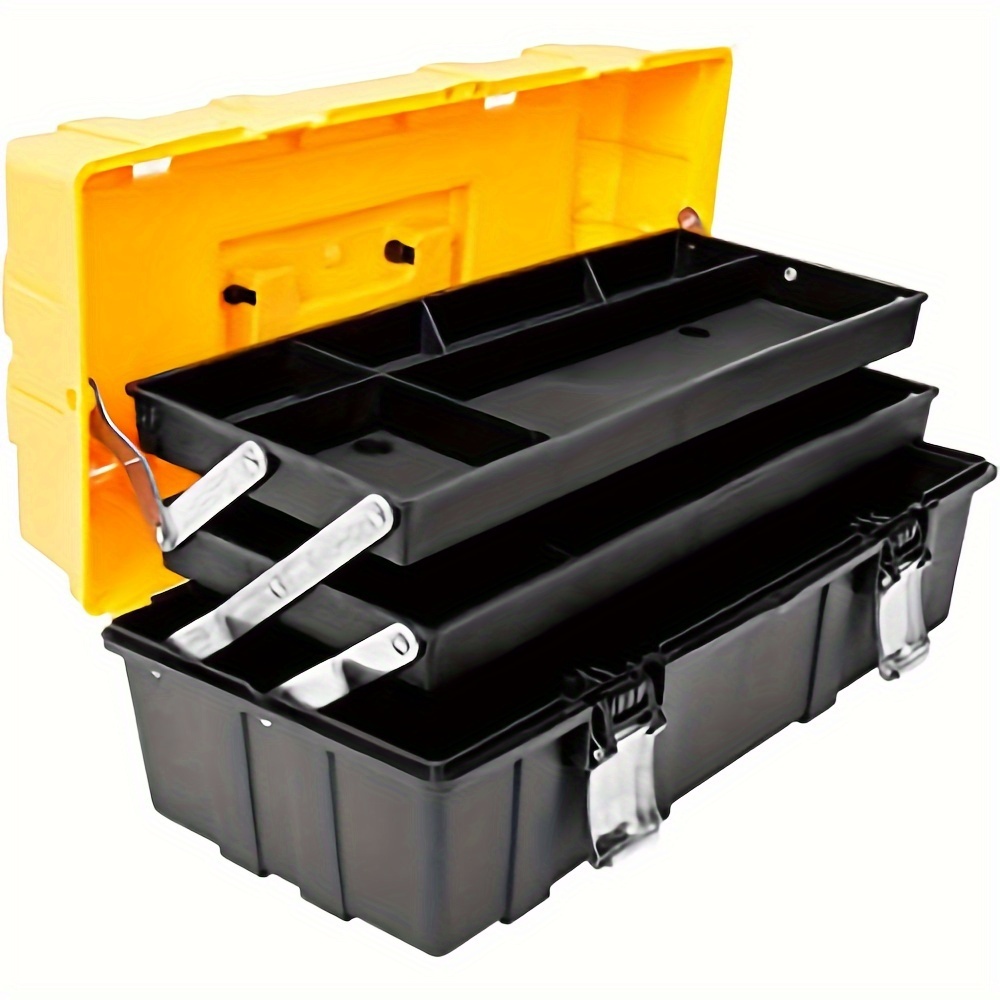 18 21 inch plastic toolbox 3 layer multifunctional portable tool organizer black yellow