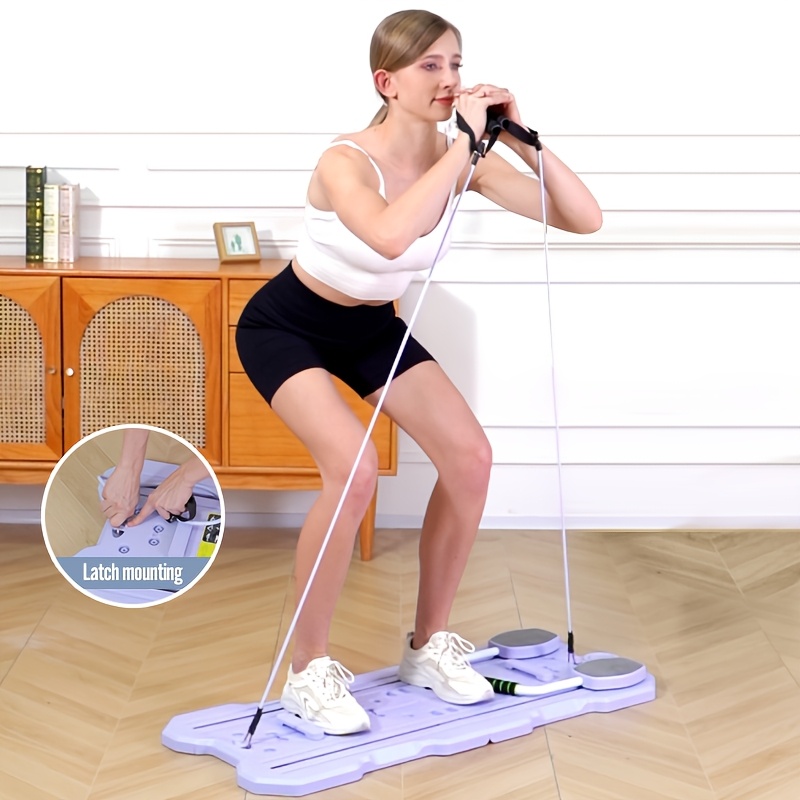plegable   board con   automático, entrenador abdominal ajustable en múltiples ángulos, equipo de fitness para el hogar con función de esquí, bandas de resistencia y barra de flexiones - material pp  ,   2
