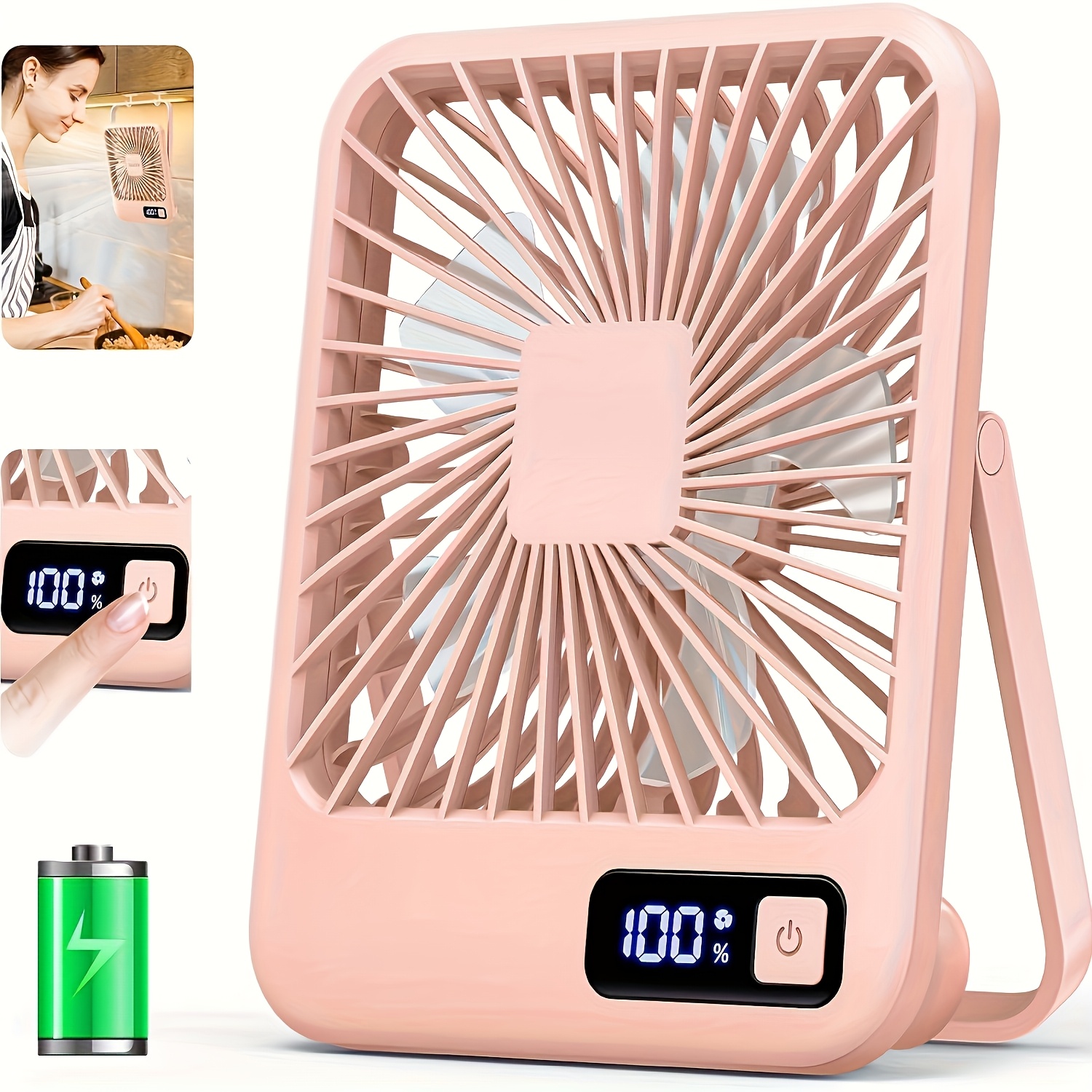 TEMU Mini Desk Fan, Usb Rechargeable Portable Travel Fan, 1800mah Rechargeable Cruise Fan, , 5-speed Portable Cooling Fan, , Suitable For Home,