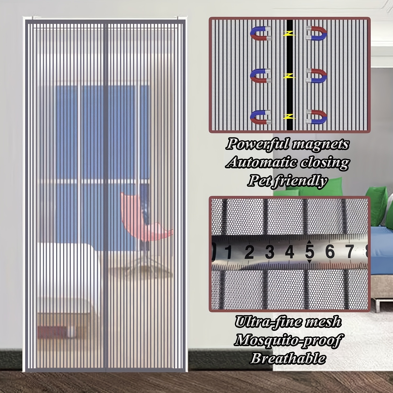 Magnet-Fliegengitter Für Türen – 120 X 240 Cm, Ohne Bohren, Für Balkon-, Terrassen- & Wohnzimmertüren