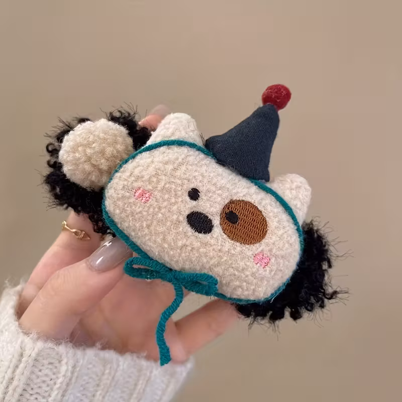 korean version of the versatile cute plush panda rabbit large bb clip for women 2024 new high end sweet versatile headband with duckbill clip Product details 9