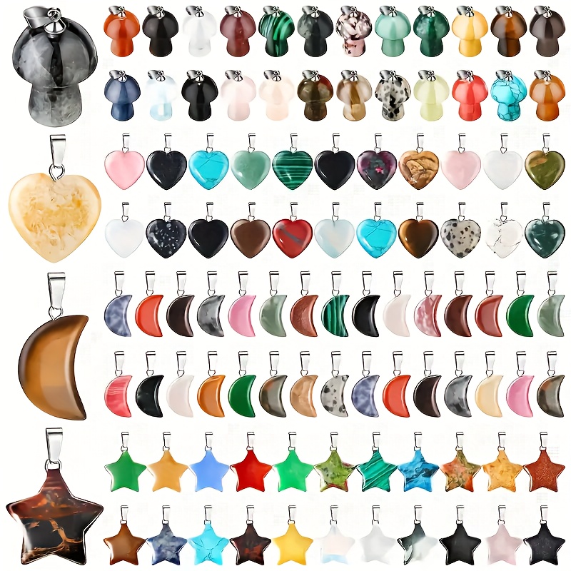 

40pcs Assorted Crystal Pendant Bulk Pendant Stone Mixed Crystal Pendants Quartz Chakra Reiki Beads Charms For Necklace Making