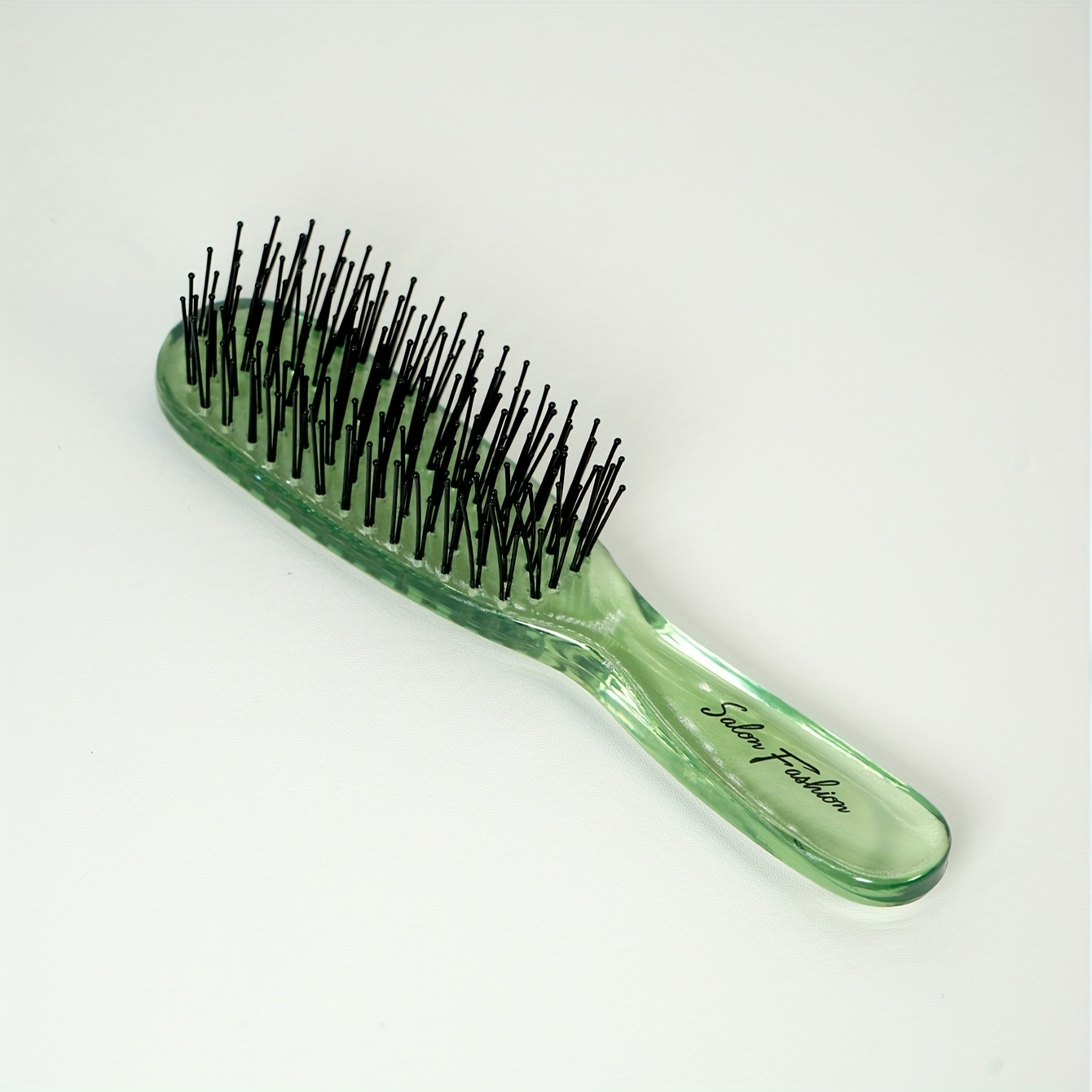 TEMU 1pc Anti-static Fine-tooth Massage Comb With Elastic Bristles - Abs Plastic Handle, Dual-use Wet/dry, Ideal For Oily Hair - Enhances Smoothness,