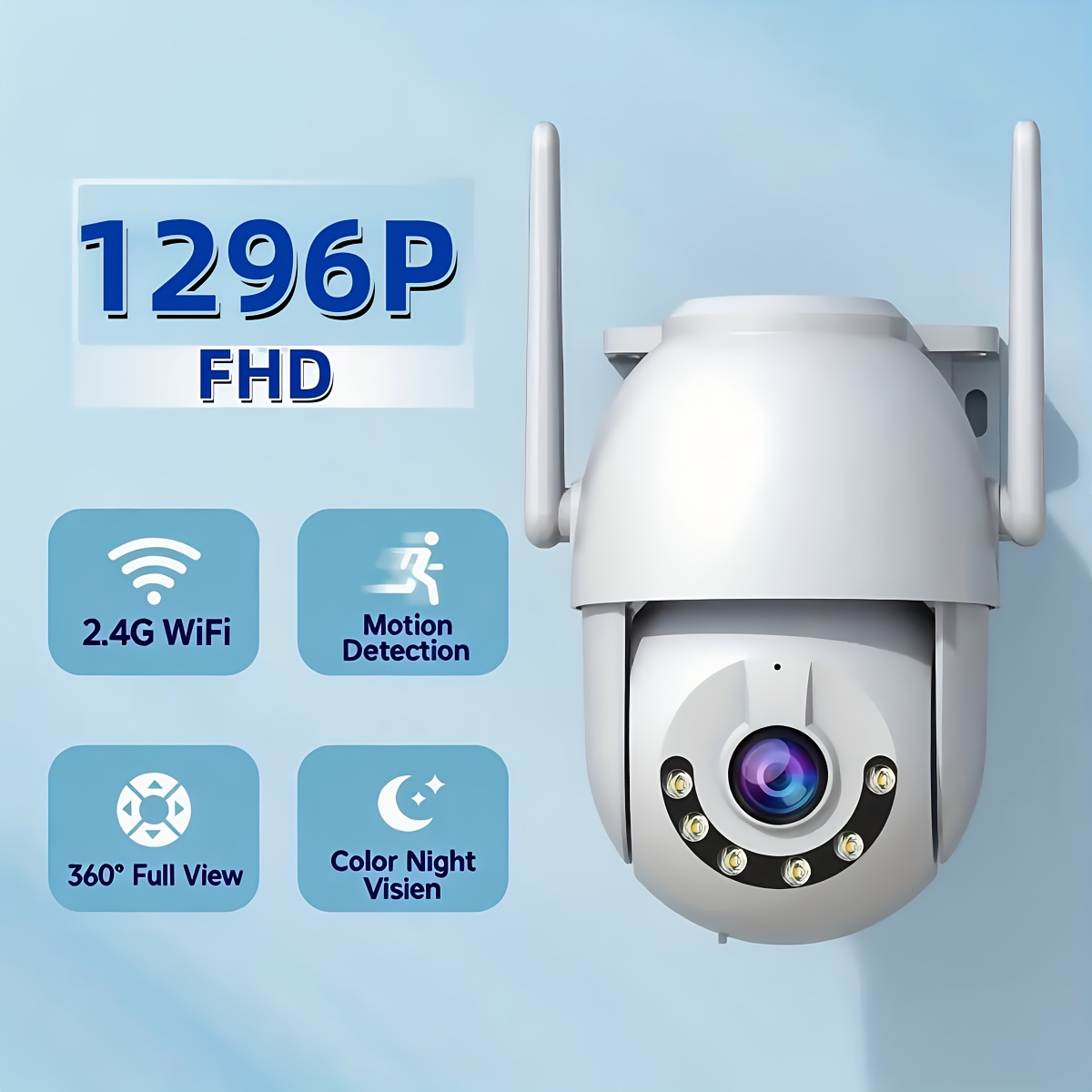 TEMU Caméra de sécurité fil extérieure JOOAN IPX6 APP CAM720 Vision Contrôle par application /Inclinaison Détection de mouvement Audio bidirectionnel