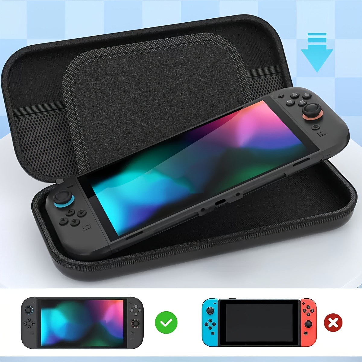 TEMU 1pc Portable Carrying Case Compatible With Switch 2. This Case Features A Hard Shell Protective Design And Includes 12 Game Card Slots. It Can