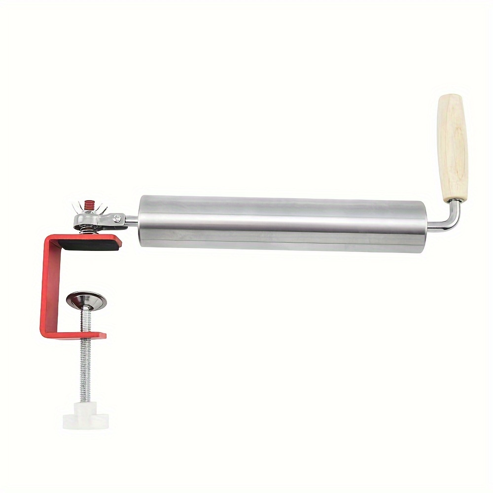 TEMU 1pc Heavy-duty 304 Stainless Steel Rolling Pin With Adjustable Height - Manual Rolling Pin With Ergonomic Handle, Non-slip Base & Smooth Rolling