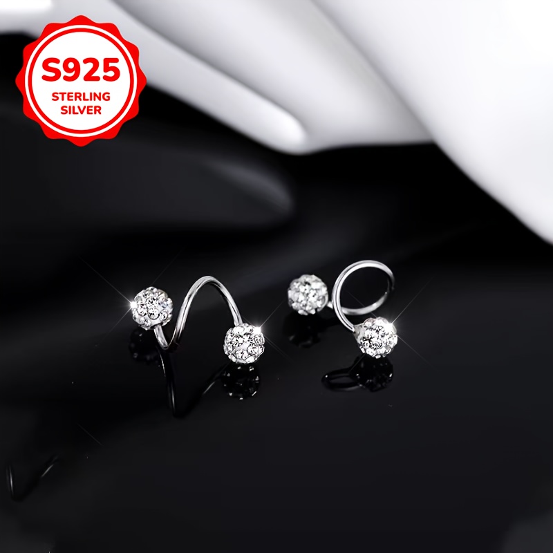 Women's 925 Sterling Silver Stud Earrings, Synthetic Zirconia