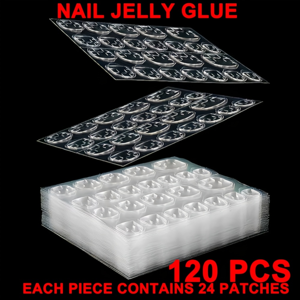 120pcs Jelly Nail Glue Stickers · Suitable For Press-on Fake Nails, Jelly Adhesive Patches, Double-sided Removable Nail Art Stickers, Press-on Nail Tips, Easy To Apply, Portable Nail Art Tool
