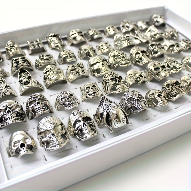 15 fashionable alloy ghost head   with   ring mixing punk hip hop style   designed styling halloween street dance   additions mens additions suitable for daily matching and dressing without battery