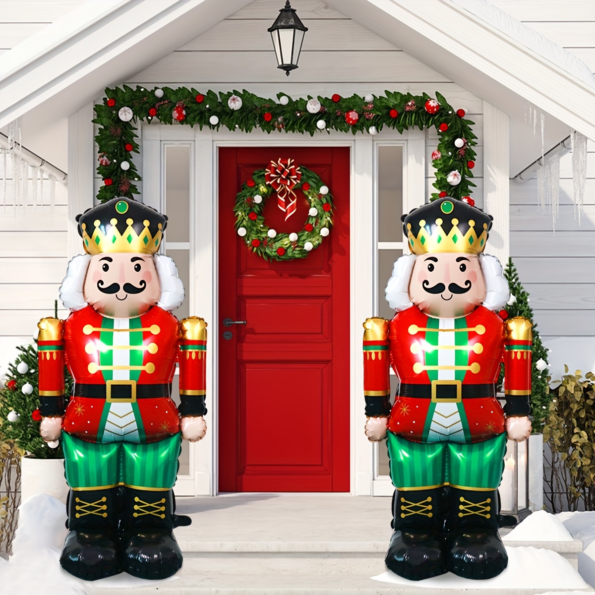 

2pcs 61 Inch Large Standing Christmas Guard Balloon With Base, Christmas Decoration Foil Balloon, Christmas Party Balloon, Christmas Theme Events Decor, Christmas Decor