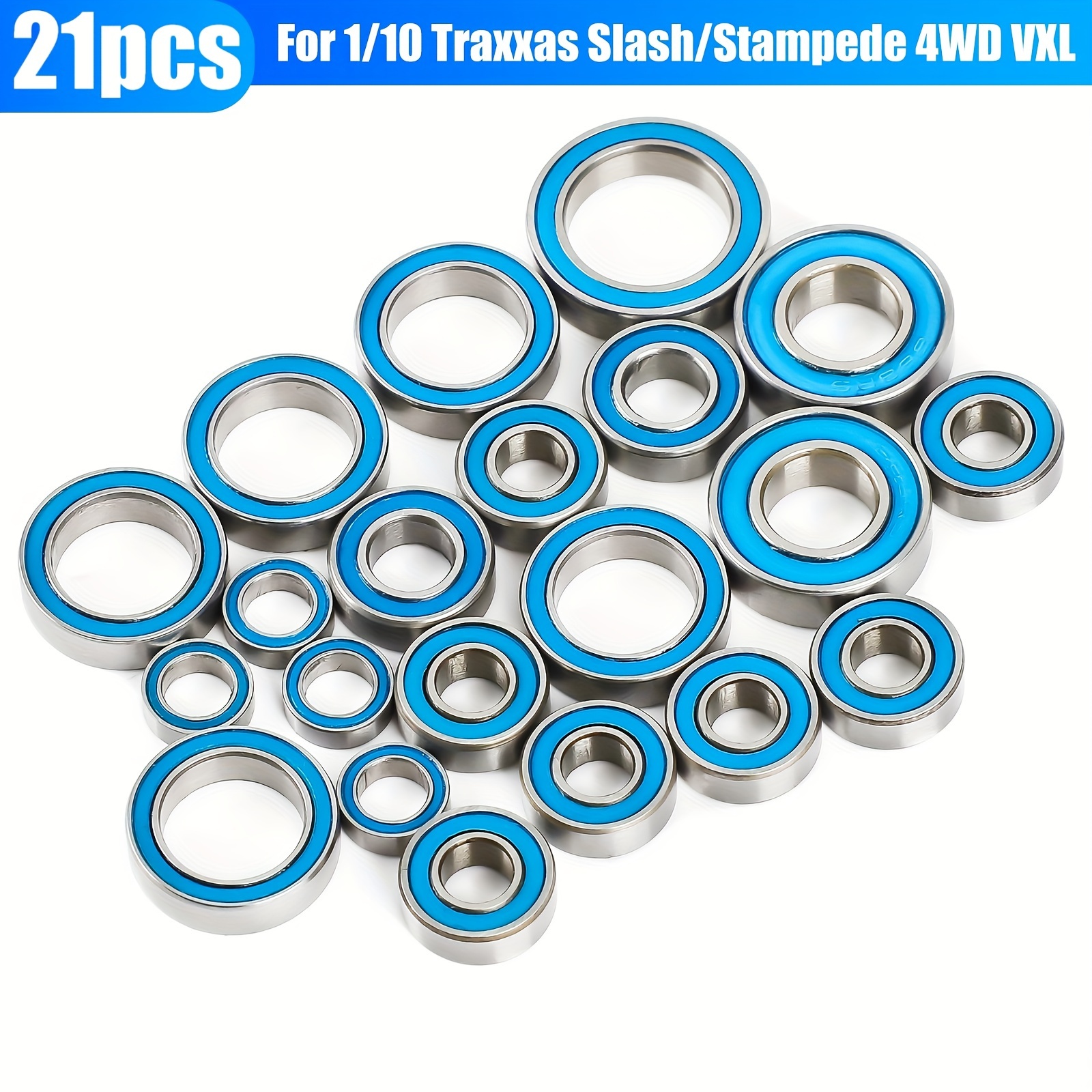 

21pcs Alloy Steel Ball Bearing Set, Sealed Bearing Set, Replacement For 1/18 Rc ,