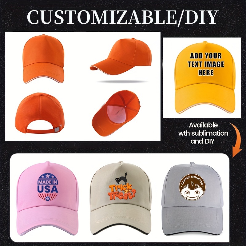 

1pc Customizable Men's Baseball Cap - 100% Polyester, , Lightweight, Adjustable, Sun Protection Hat - Ideal Unique Gift For