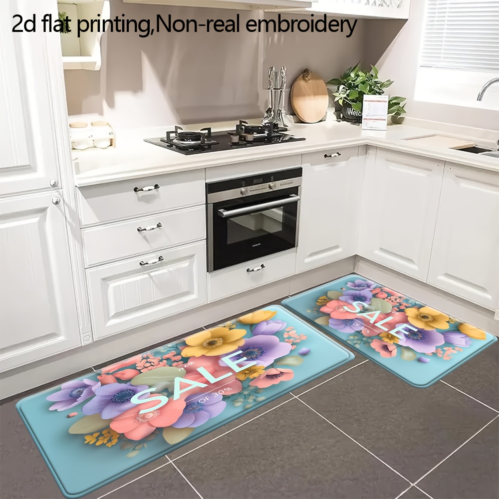 2pcs, home kitchen mat set. floral deal banner with 30% off discount. spring flower deal poster with text. deal promotion. discount offer. botanical deal a. rectangular suitable for kitchen, bathroom, bedroom, sink, and living room.qs0708dd2430 0