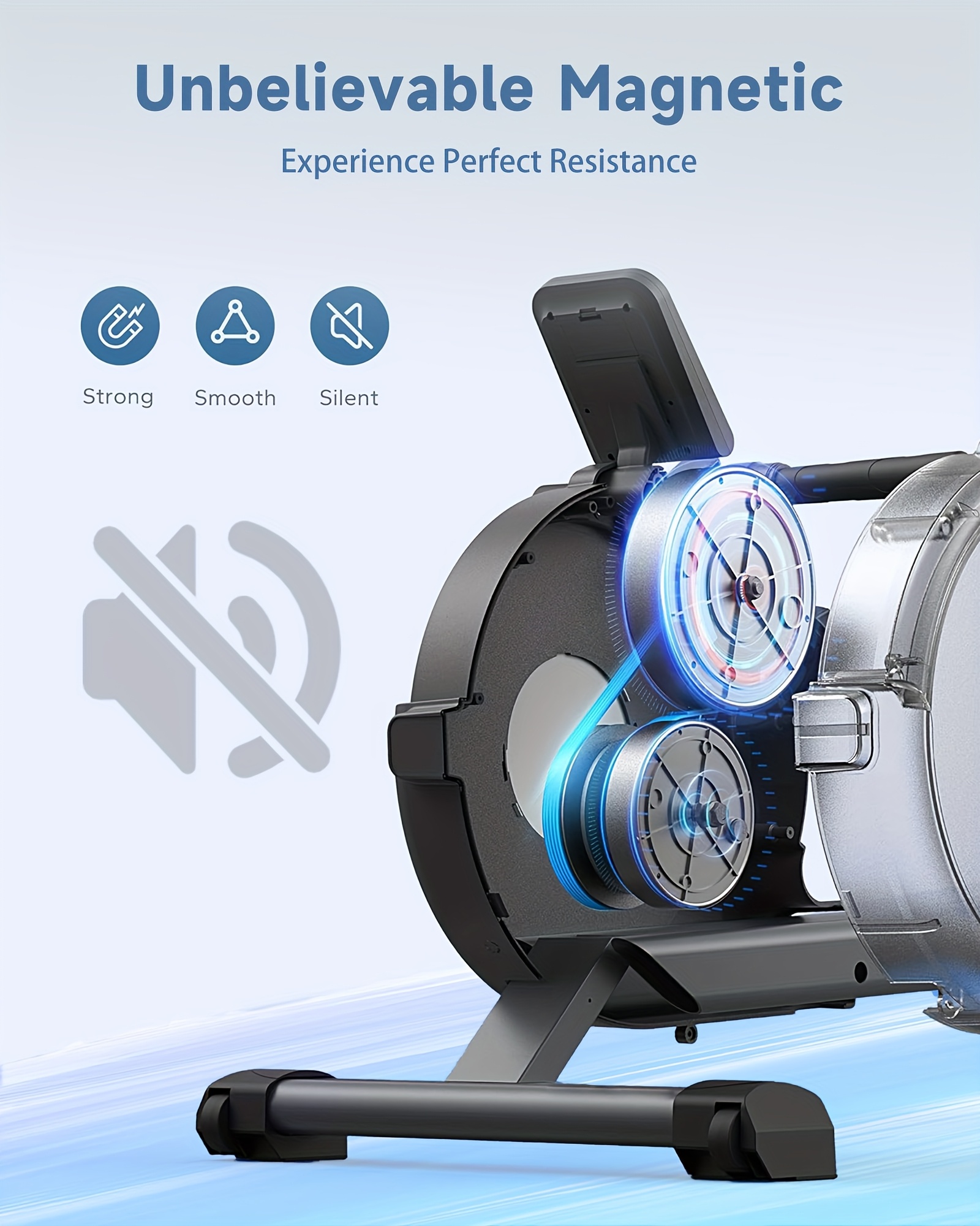 [Hartwares Magnetic Rower] Hartwares 66Lbs Magnetic Rowing Machine - 16 Levels Quiet Resistance, 350Lb Capacity, Body Shaping Machine for Home