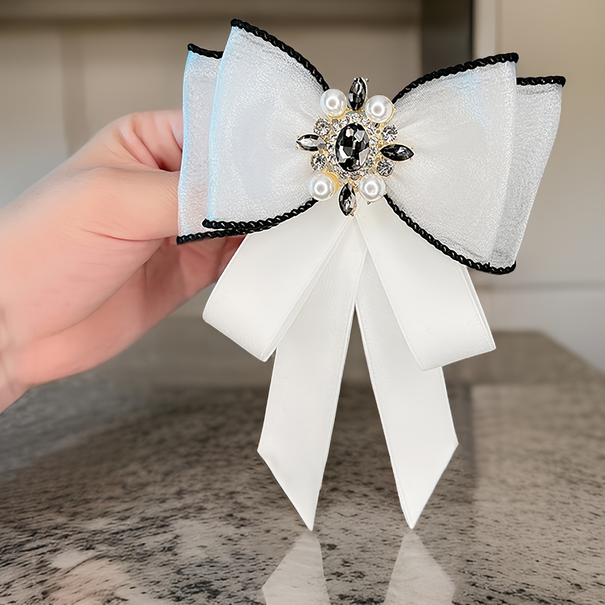 Image of 1pc Elegant &;s Bow Tie With & Accents - Perfect For School Uniforms, Graduation Photos, Dates, Parties & Perforces