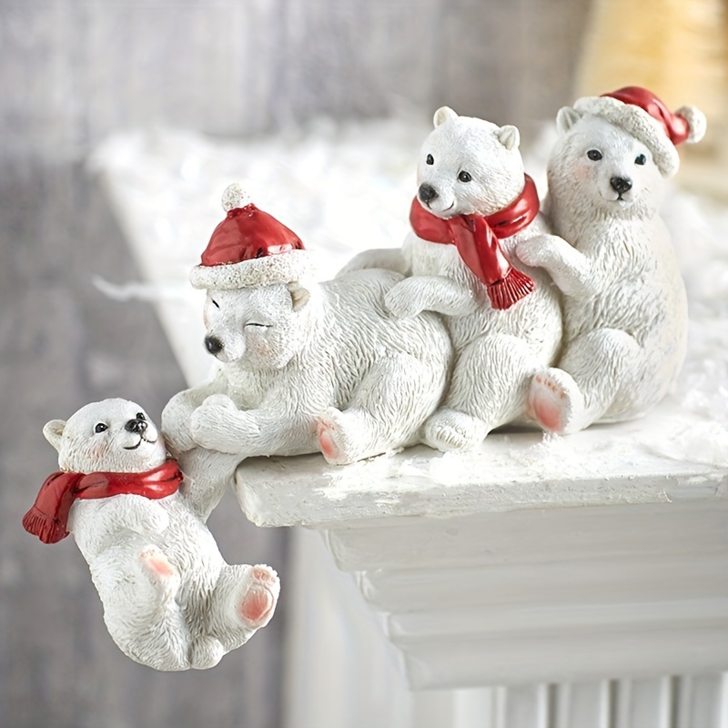 

1pc Polar Bear Resin Figurine - Seasonal Fashion Theme Decor For Various Room Types, Perfect For Christmas, Thanksgiving, Halloween, Indoor And Outdoor Display, No Electricity Needed