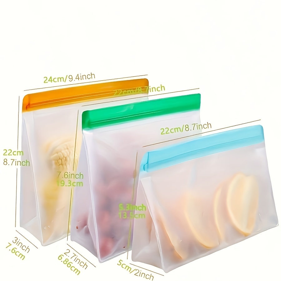 TEMU 1 Set Of Reusable Silicone Food Storage Bags: Leak-proof, Freezer And Travel-friendly, Bpa-free