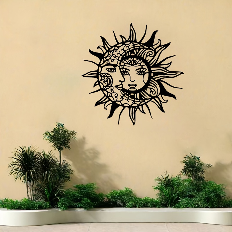 TEMU Room Decor Sun And Moon Metal Wall Art - Mystical Symbols, 's Day Or Birthday Gift, Rustic Style, Indoor/outdoor Hanging Decor, Perfect Room