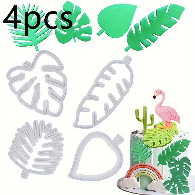 

4 Pieces Tropical Leaf Silicone - Decorating Cakes, Cookies, And More - Includes Monstera, Palm, And Heart Shapes - Suitable For Diy Baking And Crafting - Food-safe Silicone