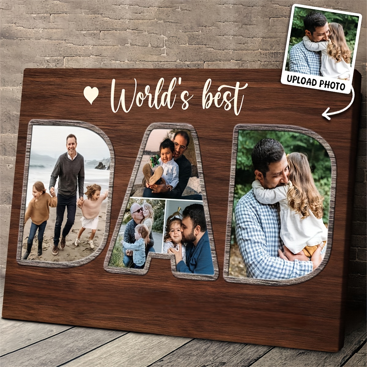 E-shop [Personalisiert] ., personalisierte "Bester Papa der Welt" Leinwand Collage mit individueller Foto-Aufnahme - Herzliches Geschenk von Tochter