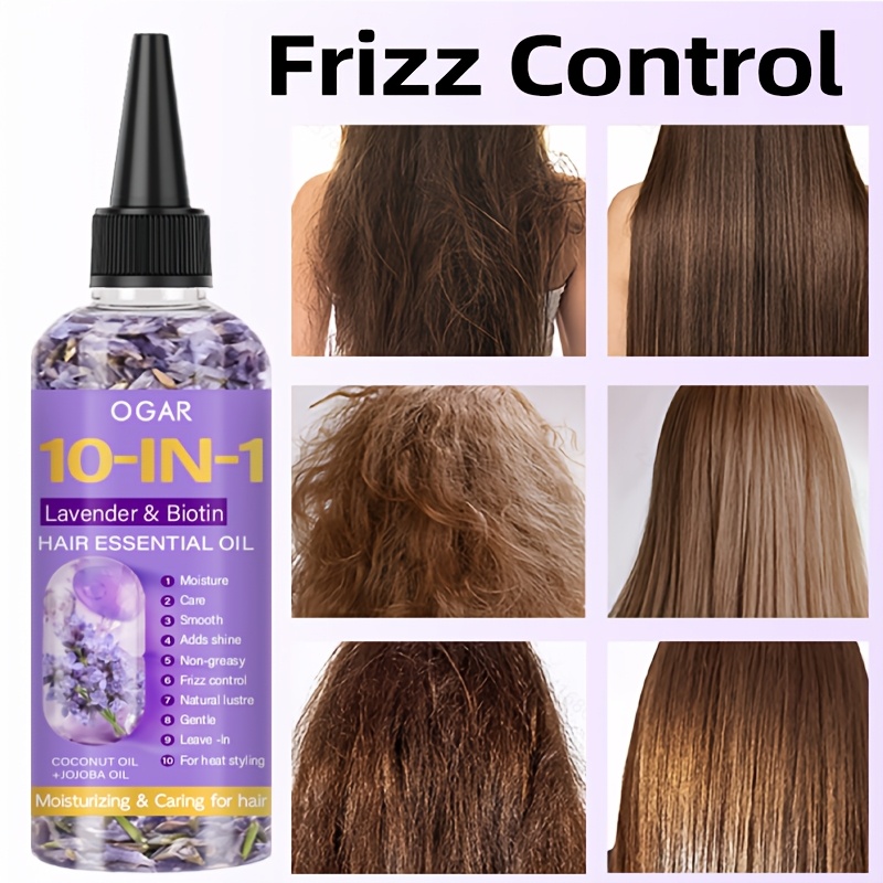 10-in-1 Lavender Multi-Functional Scalp Care Essential Oil, Specially for Dry, Damaged Hair from Perms and Dyes, Provides Deep Moisturizing Nourishment, Repairs, and Softens Hair for a Shiny Finish, with 450° Heat Protection, Multi-Effect Anti-Frizz