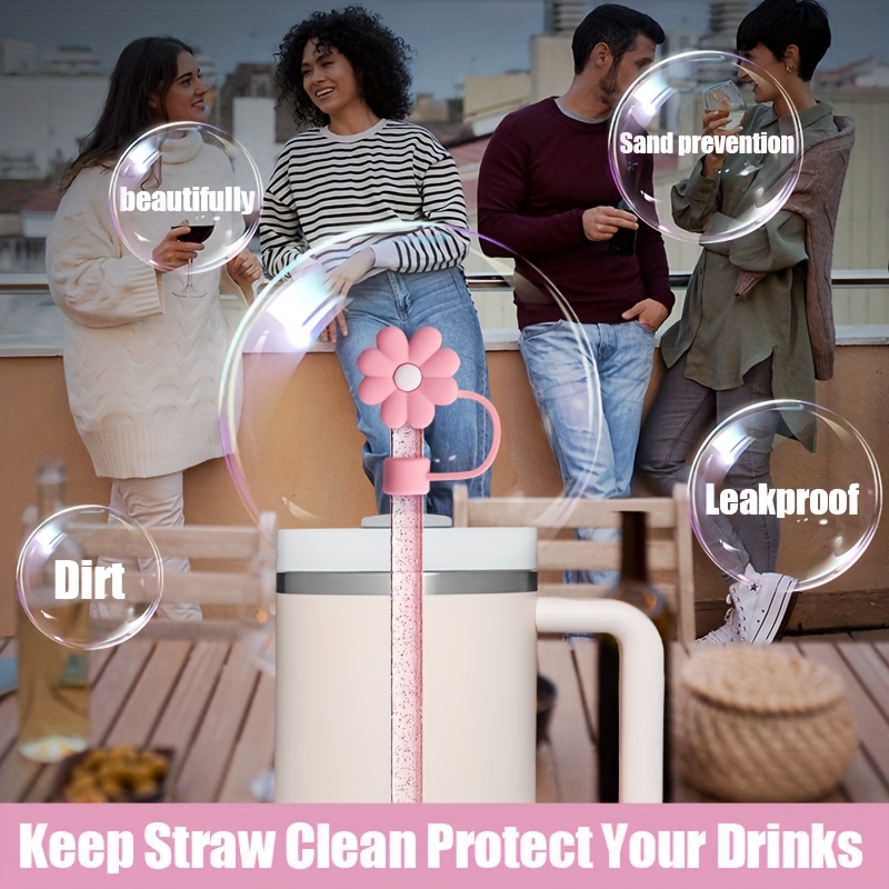 juego de accesorios de 4/6 piezas para   de vasos - cubiertas de paja reutilizables, paja,   protectoras de   y cadenas de   - ideal para tazas de 40oz/30oz -   para regalos de san valentín, día de  , día de la  , acción de   y navidad detalles 2