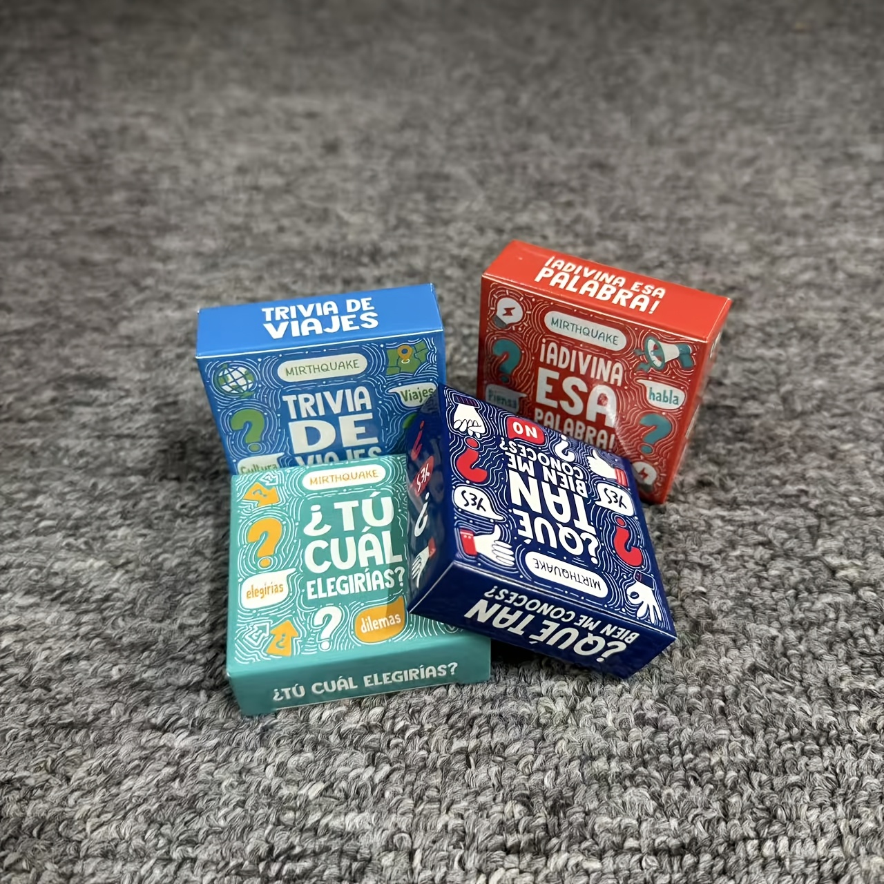 TEMU Set de 4 juegos de cartas multiusos en español para fiestas, divertidas y juegos de mesa de trivia para viajes con desafíos de de , juguete de