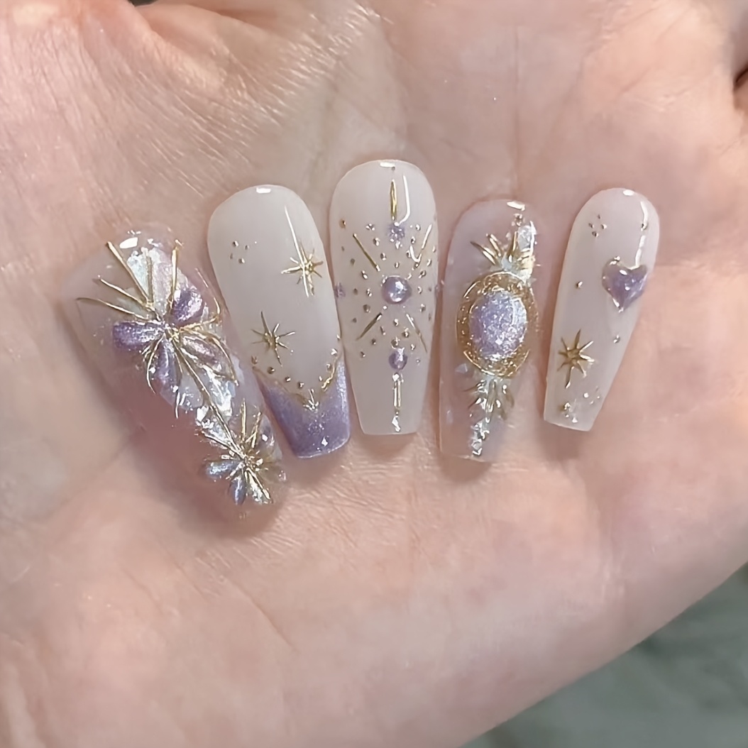

60pcs Set, Long Purple & , Accents, Accents