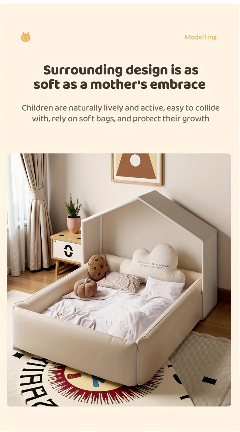 Convertible Baby Crib With Safety Enclosure & Guardrails - Multifunctional, Playpen Crib, Tree-Shaped Fabric Tent Mattress, Montessori Playhouse. Practical Bedroom Furniture, Suitable For Boys, Girls And Teens No Mattress Required