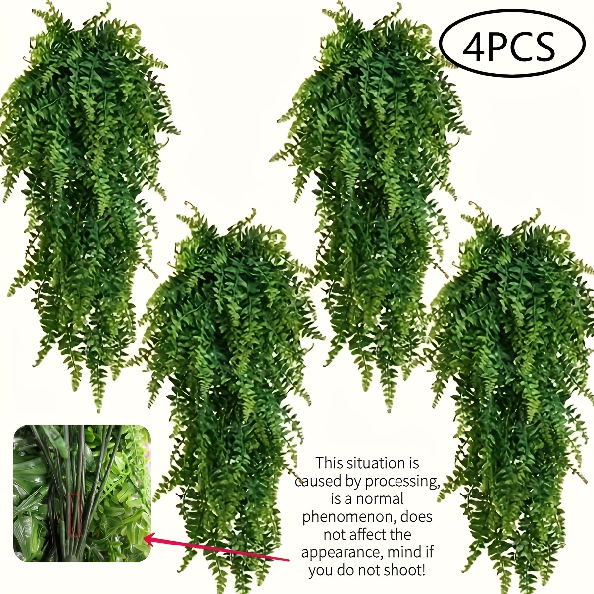 

Set Of 4 Artificial , Fake Ferns For Wall Decoration, Uv-resistant Plastic Plants For Indoor And Outdoor Use In Courtyards And .