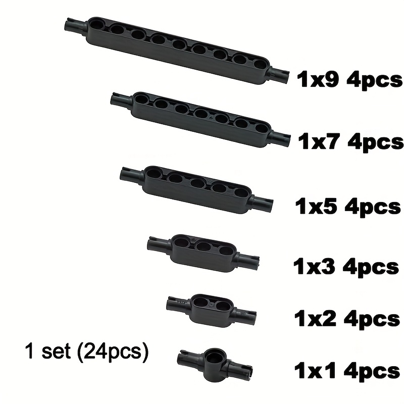 24pc Building Blocks Technology Parts Thick Beam w/ Bolt Holes on Both Ends