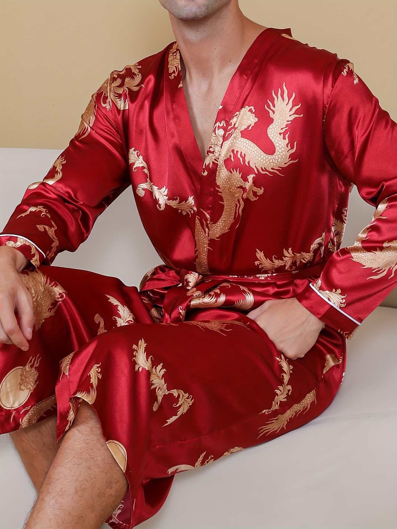 open lace back dress Silky Soft Men's Kimono Robe