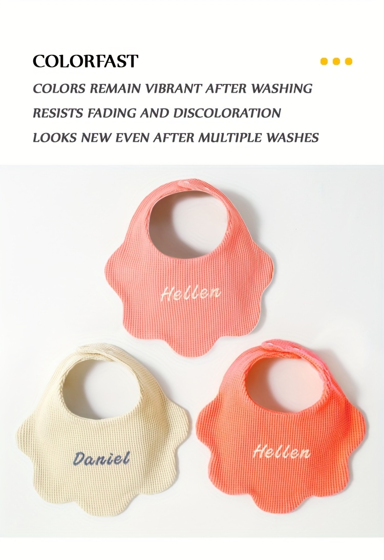 personalized customization customized name 3 packs pure cotton bibs baby bibs soft and breathable strong water absorption natural material adjustable snaps personalized name birth gift holiday gift details 5