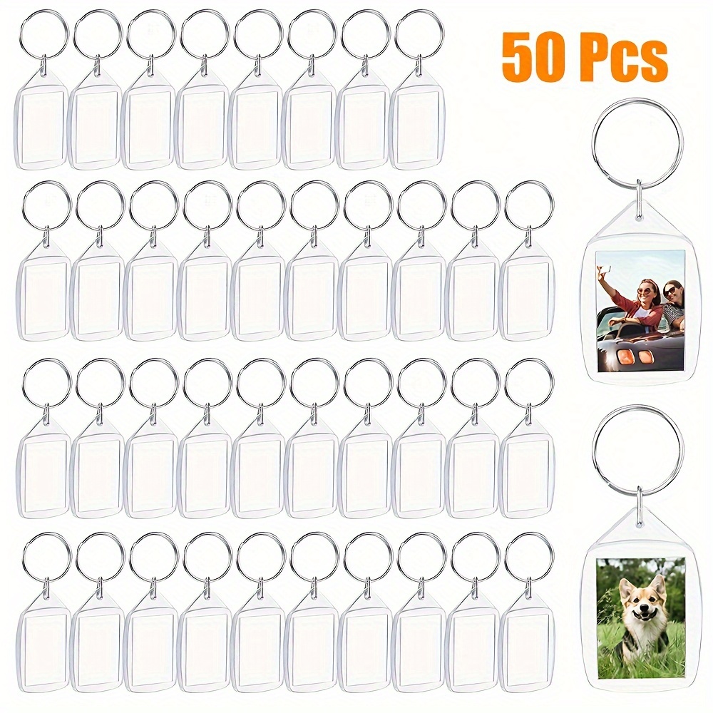 

50pcs Blank Photo Insert Keychain - Each Keyring Is 5.4 X 3.4cm - Translucent Clear Acrylic Key Rings For Double-sided Photos - Small Picture Frames For Family, Friends, Gifts & Craft