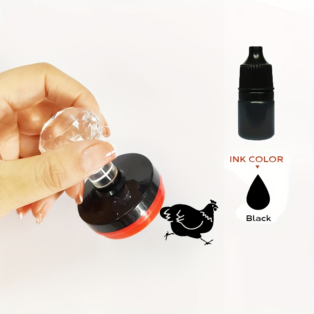 1pc Egg Stamp - Crystal Round For Chicken And Duck Eggs, Durable Kitchen Gadget With Perfect For Mark Sort Labels ( With Black Refill)