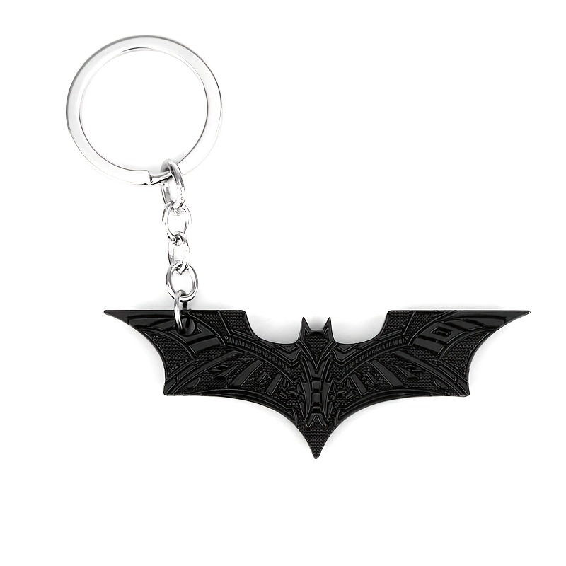Image of 1pc Batman Keychain - Elegant Alloy Bat Symbol With Detailed , & Collectible Gifts, You Of Batman's Heroic Moments In City, Gift For Fans | Keychain | Durable Metal, Batman Accessories