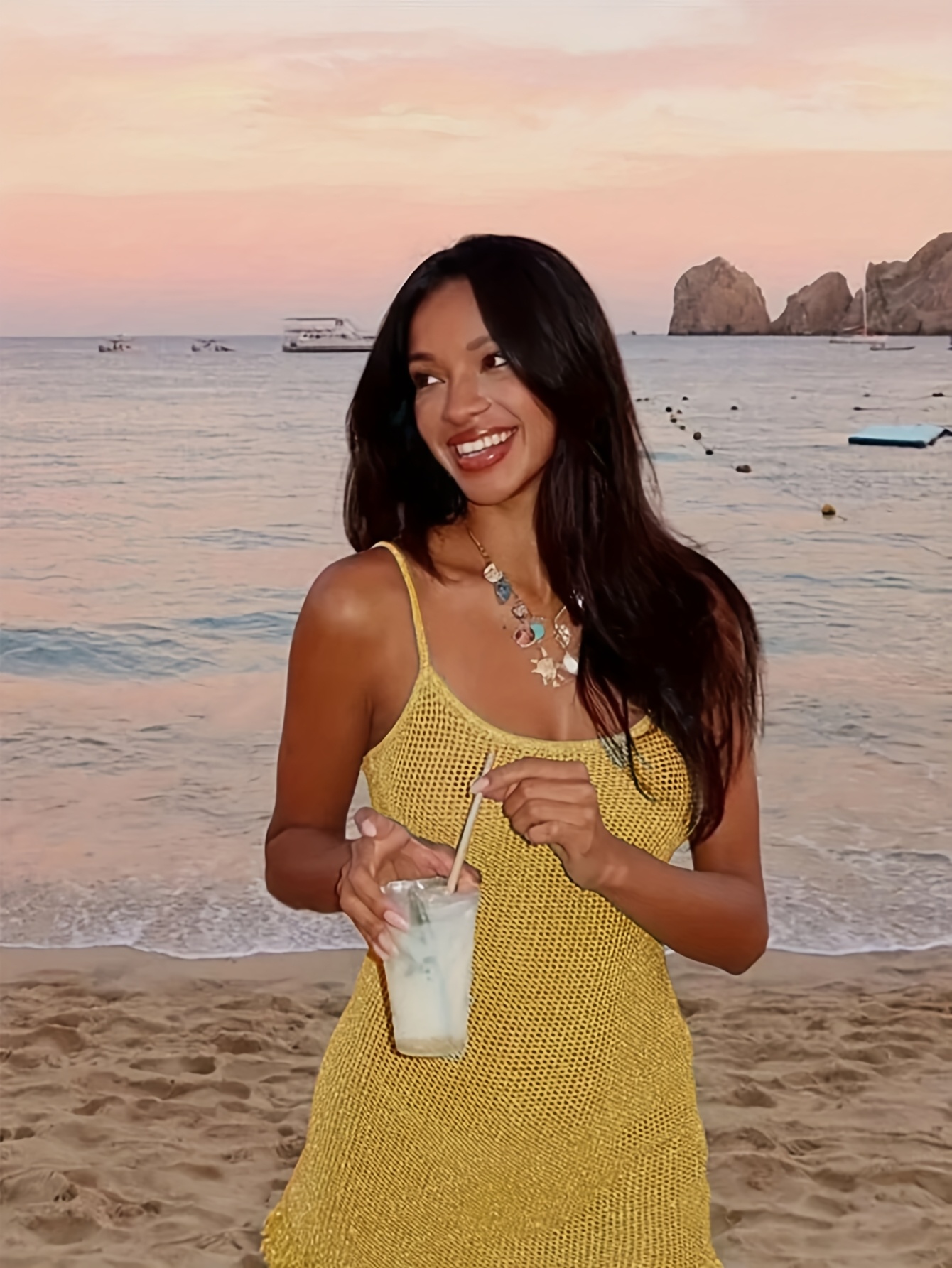 fashion tassel spaghetti strap beach dress high stretch - Temu Mauritius