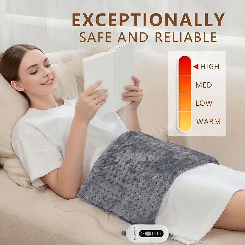 electric heating pads for back neck shoulder abdomen 130w fast heating to 150 f settings auto off 24 x 12 lightweight light beige fabric dry option washable heated pad for knee leg fathers day birthday gifts for mom dad Product details 3