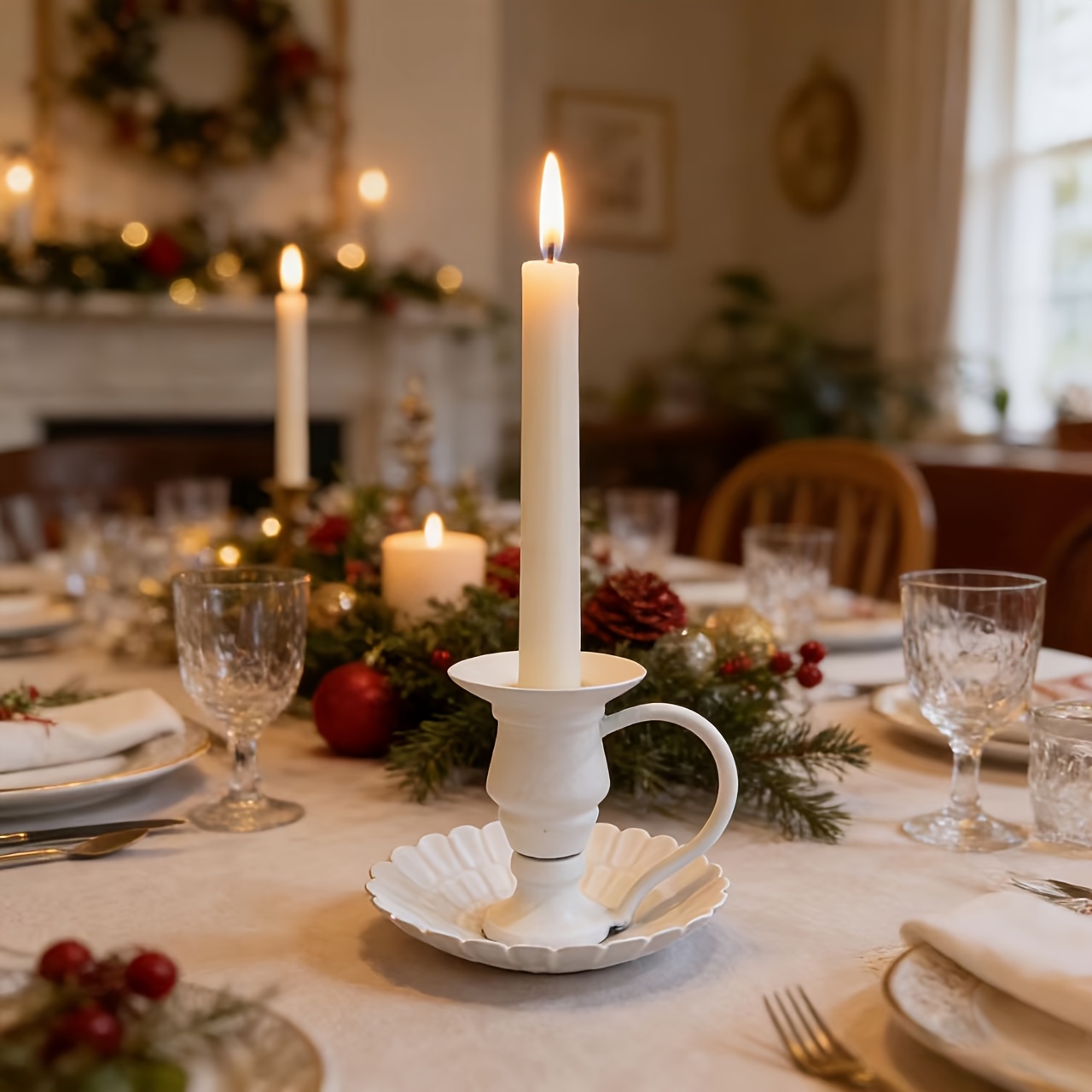Image of Creative Wrought Candle Holder, Wedding Party Table Decoration Candle Holder, Birthday Party Couple's Date Candlelight Dinner Candle Holder Prop, Bar Party Long Stem Candle Base
