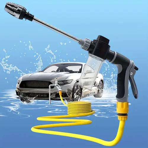 1pc long rod high pressure car wash spray gun multi purpose garden irrigation hose nozzle adjustable copper plated thick rod sprayer 3 4 1 2 inch quick connect adapter car suv truck cleaning tools ergonomic non slip handle