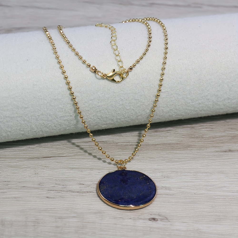 Image of Natural Stone 1pc Chain Necklace Simple And Versatile Natural Stone Stone Pendant French Temperament Necklace