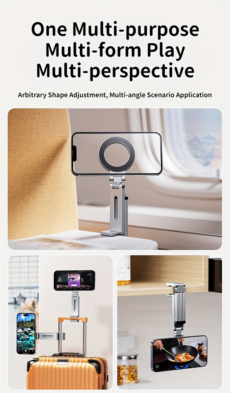 portable magnetic phone holder with 360 rotation foldable design strong suction cup clip for car dashboard desk table hands free adjustable angle for all smartphones no power required   access Product details 3